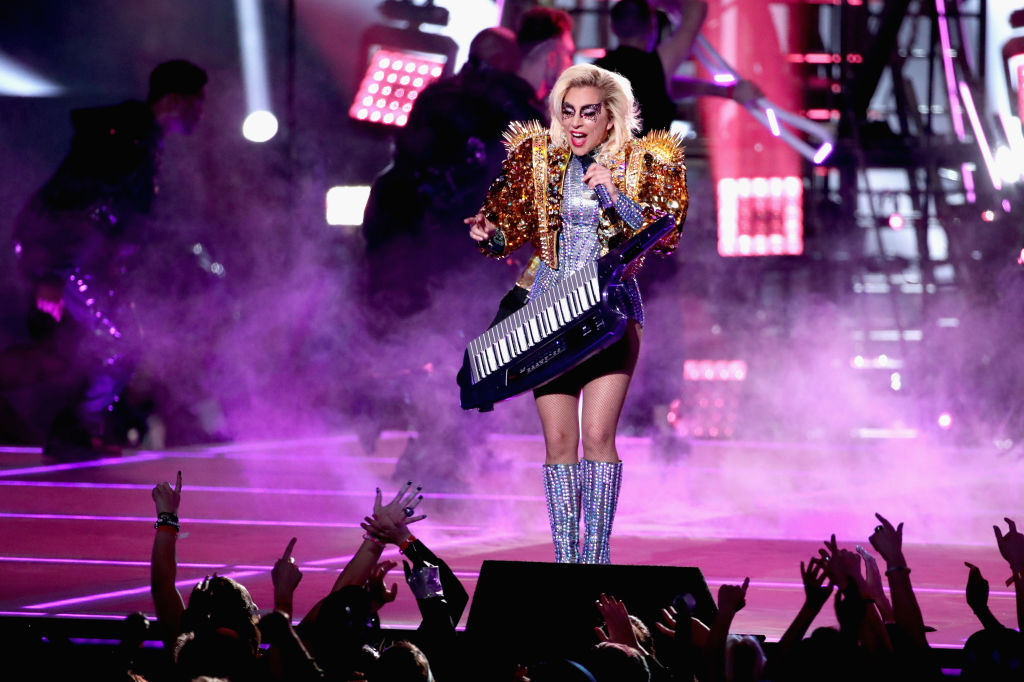 Lady Gaga's custom made gold jacket with armor-like shoulder pads topped with a cluster of dramatic gold spikes